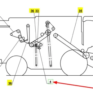 Oryginalny łańcuch rolkowy o numerze katalogowym 101852595, stosowany w kombajnach zbożowych marki Rostselmash schemat.