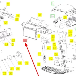 Oryginalna mechaniczna przesłona przeciwsłoneczna o numerze katalogowym 101857895, stosowana w kombajnach zbożowych marki Rostselmash- schemat.