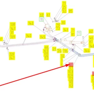 Oryginalna śruba M8 x 50-8.8 o numerze katalogowym 101863276, stosowana w kombajnach zbożowych marki Rostselmash schemat