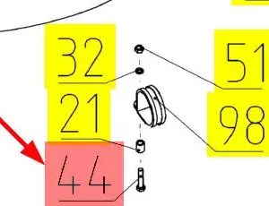 Oryginalna śruba M8 x 40 o numerze katalogowym 101863316, stosowana w kombajnach zbożowych marki Rostselmash- schemat.