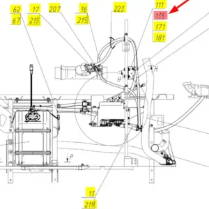 Oryginalna śruba M8 x 45 o numerze katalogowym 101863317, stosowana w kombajanch zbożowych marki Rostselmash- schemat.
