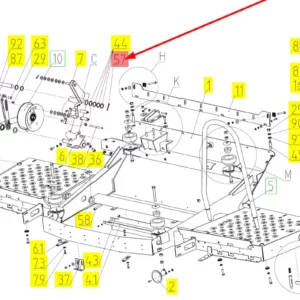 Oryginalna zawleczka prosta 5 x 45 o numerze katalogowym 101864527, stosowana w kombajnach zbożowych marki Rostselmash schemat.