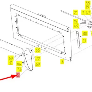 Oryginalna boczna osłona ramy o numerze katalogowym 101867450, stosowana w kombajnach zbożowych marki Rostselmash schemat.