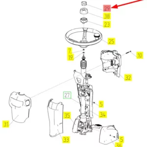 Oryginalna zaślepka kierownicy o numerze katalogowym 101867465, stosowana w kombajnach zbożowych marki Rostselmash- schemat.