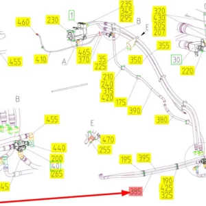Oryginalny przewód hydrauliczny o numerze katalogowym 101874922, stosowany w kombajnach zbożowych marki Rostselmash schemat