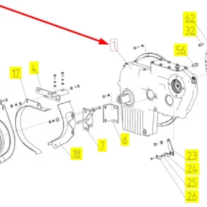 Oryginalny reduktor o numerze katalogowym 101875190, stosowany w kombajnach zbożowych marki Rostselmash. schemat