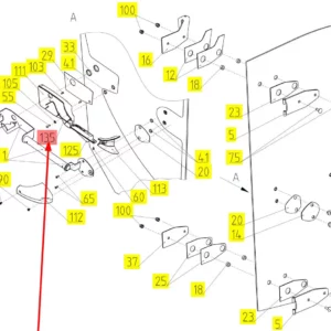 Oryginalna linka zamka drzwi o numerze katalogowym 101875859, stosowana w kombajnach zbożowych marki Rostselmash schemat.
