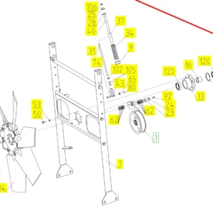 Oryginalne koło pasowe napędu wentylatora o numerze katalogowym 101879912, stosowane w kombajnach zbożowych marki Rostselmash schemat.