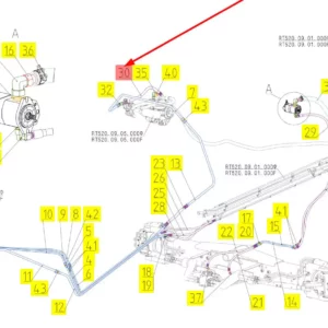 Oryginalny przewód hydrauliczny o numerze katalogowym 101881644, stosowany w kombajnach zbożowych marki Rostselmash schemat.