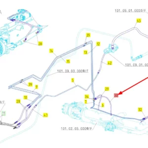 Oryginalny przewód hydrauliczny o numerze katalogowym 101881691, stosowany w kombajnach zbożowych marki Rostselmash schemat.