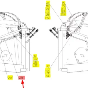 Oryginalny wąż hydrauliczny wysokociśnieniowy o numerze katalogowym 101881696, stosowany w hederach i kombajnach zbożowych marki Rostselmash- schemat.