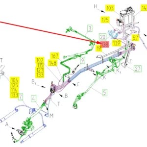 Oryginalny przewód hydrauliczny o numerze katalogowym 101885583, stosowany w kombajnach zbożowych marki Rostselmash schemat.