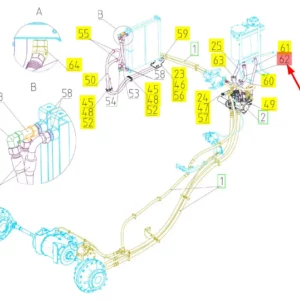 Oryginalny przewód hydrauliczny o numerze katalogowym 101885584, stosowany w kombajnach zbożowych marki Rostselmash schemat.