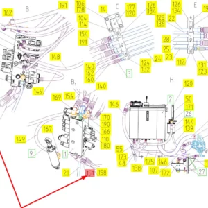 Oryginalny przewód hydrauliczny o numerze katalogowym 101885592, stosowany w kombajnach zbożowych marki Rostselmash schemat.