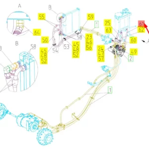 Oryginalny przewód hydrauliczny o numerze katalogowym 101885595, stosowany w kombajnach zbożowych marki Rostselmash schemat.