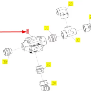 Oryginalny termostat hydrauliczny Parker o numerze katalogowym 101887080, stosowany w kombajnach zbożowych marki Rostselmash- schemat.