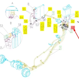 Oryginalny przewód hydrauliczny o numerze katalogowym 101887197, stosowany w kombajnach zbożowych marki Rostselmash schemat.