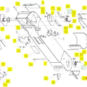 Oryginalny łańcuch elewatora kłosowy o numerze katalogowym 101888189, stosowany w kombajnach zbożowych marki Rostselmash schemat.
