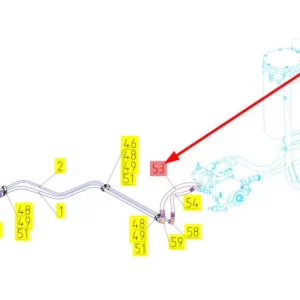 Oryginalny przewód hydrauliczny o numerze katalogowym 101889595, stosowany w kombajnach zbożowych marki Rostselmash schemat
