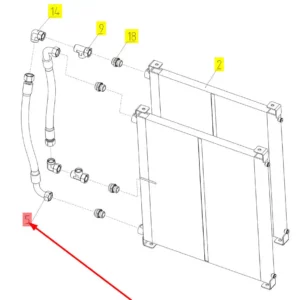 Oryginalny przewód chłodnicy oleju o numerze katalogowym 101889597, stosowany w kombajnach zbożowych marki Rostselmash schemat.
