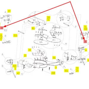 Oryginalny sworzeń dźwigni o numerze katalogowym 101889938, stosowany w kombajnach zbożowych marki Rostselmash schemat.