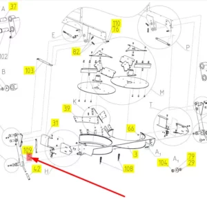 Oryginalna dźwignia rozrzutnika plew o numerze katalogowym 101892258, stosowana w kombajnach zbożowych marki Rostselmash schemat.