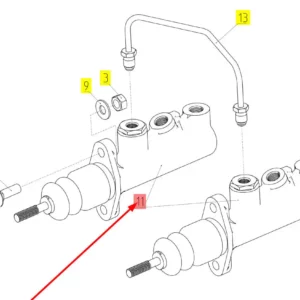 Oryginalny tłoczek główny układu hamulcowego o numerze katalogowym 101893594, stosowany w kombajnach zbożowych marki Rostselmash schemat.