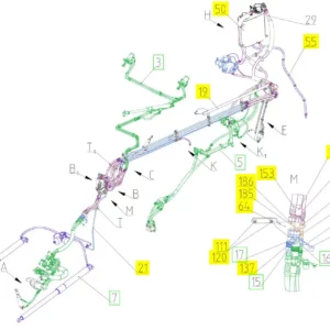 Oryginalny przewód hydrauliczny o numerze katalogowym 101902976, stosowany w kombajnach zbożowych marki Rostselmash schemat.