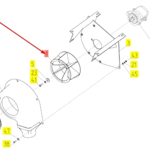 Oryginalny wirnik wentylatora o numerze katalogowym 101904189, stosowany w kombajnach zbożowych marki Rostselmash schemat.