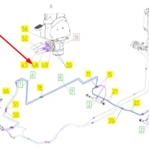Oryginalny przewód hydrauliczny o numerze katalogowym 101908352, stosowany w kombajnach zbożowych marki Rostselmash schemat.