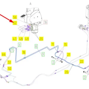 Oryginalny przewód hydrauliczny o numerze katalogowym 101908355, stosowany w kombajnach zbożowych marki Rostselmash schemat.