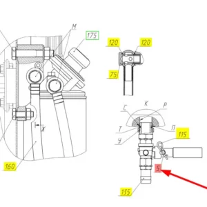 Oryginalny sworzeń mocujący o numerze katalogowym 101910065, stosowany w kombajnach zbożowych marki Rostselmash schemat.