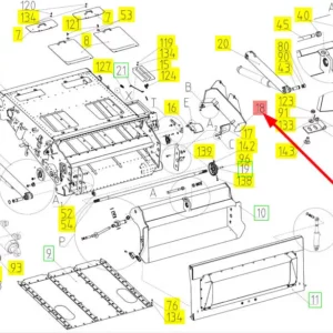 Oryginalna osłona podajnika pochyłego o numerze katalogowym 101913757, stosowana w kombajnach zbożowych marki Rostselmash schemat