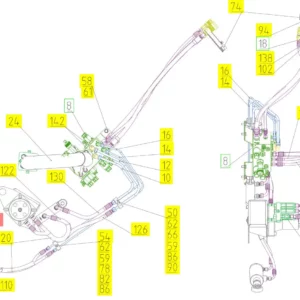 Oryginalny przewód hydrauliczny o numerze katalogowym 101914564, stosowany w kombajnach zbożowych marki Rostselmash schemat.