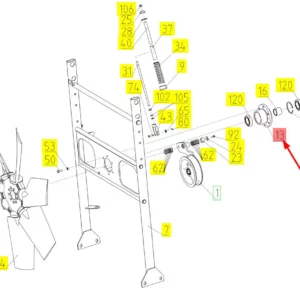 Oryginalna flansza mocująca wentylator o numerze katalogowym 101915755, stosowana w kombajnach zbożowych marki Rostselmash schemat.