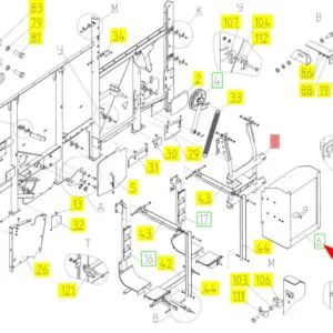 Oryginalna skrzynka narzędziowa o numerze katalogowym 101917844, stosowana w kombajnach zbożowych marki Rostselmash schemat.