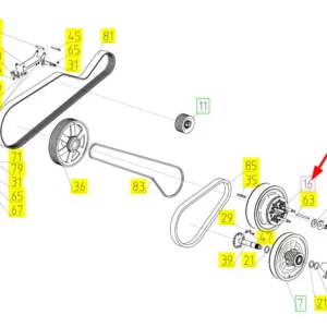Oryginalny wariator młocarni o numerze katalogowym 101918971, stosowany w kombajnach zbożowych marki Rostselmash schemat.