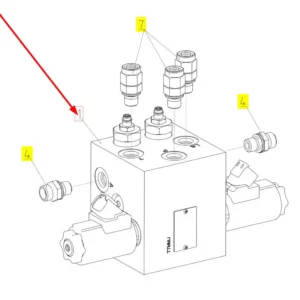 Oryginalny blok hydrauliczny o numerze katalogowym 101923290, stosowany w kombajnach zbożowych marki Rostselmash schemat.
