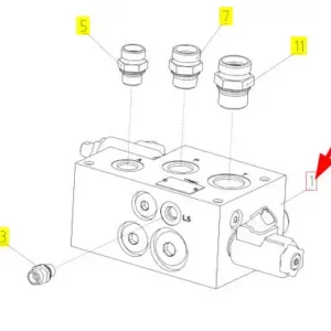 Oryginalny blok hydrauliczny o numerze katalogowym 101925486, stosowany w kombajnach zbożowych marki Rostselmash schemat.