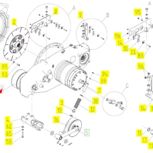 Oryginalna przekładnia silnika o numerze katalogowym 101941587, stosowana w kombajnach zbożowych marki Rostselmash schemat.
