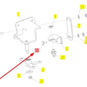 Oryginalna śruba zamkowa o wymiarach M10 x 25, klasie twardości 8.8 i numerze katalogowym 101943236, stosowana w kombajnach zbożowych marki Rostselmash schemat.