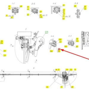 Oryginalna śruba o wymiarach M8 x 40 i numerze katalogowym 101948645, stosowana w hederach zbożowych marki Rostselmash. Schemat