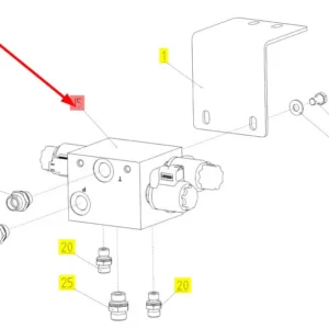 Oryginalny blok hydrauliczny o numerze katalogowym 101949011, stosowany w kombajnach zbożowych marki Rostselmash schemat.