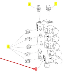 Oryginalny blok hydrauliczny o numerze katalogowym 101949012, stosowany w kombajnach zbożowych marki Rostselmash schemat.