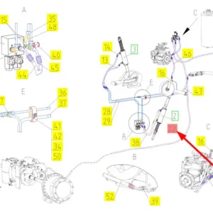 Oryginalny przewód hydrauliczny o numerze katalogowym 101949884, stosowany w kombajnach zbożowych marki Rostselmash schemat.