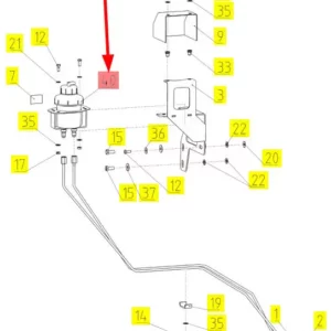 Oryginalny zbiornik płynu hamulcowego o numerze katalogowym 101958138, stosowany w kombajnach zbożowych marki Rostselmash- schemat.
