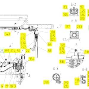 Oryginalny przewód hydrauliczny o numerze katalogowym 101961011, stosowany w kombajnach zbożowych marki Rostselmash schemat.