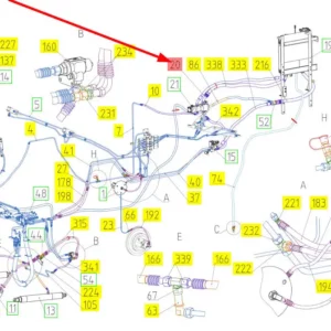 Oryginalny przewód hydrauliczny o numerze katalogowym 101961019, stosowany w kombajnach zbożowych marki Rostselmash schemat.