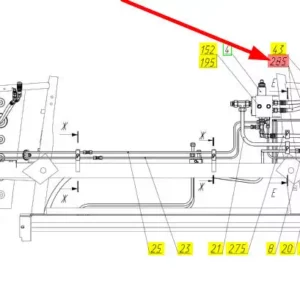 Oryginalny przewód hydrauliczny o numerze katalogowym 101969095, stosowany w kombajnach zbożowych marki Rostselmash schemat.