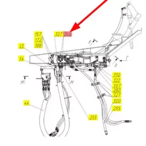 Oryginalny przewód hydrauliczny o numerze katalogowym 101969235, stosowany w kombajnach zbożowych marki Rostselmash schemat.